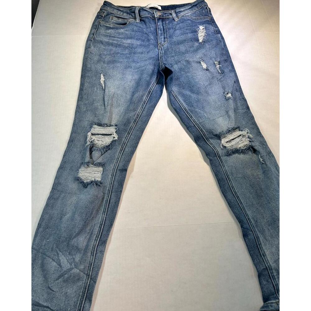 Vervet Jeans Women 27 DISTRESSED Stretch Medium Wash Boyfriend Style V2116YHC